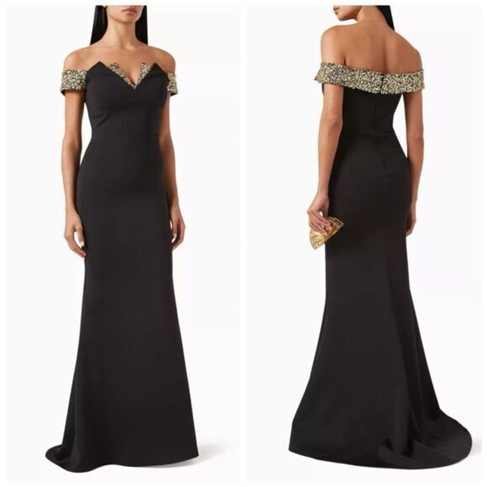BASIX Black Label Sequin Embellished Off-shoulder Gown in Tulle 14